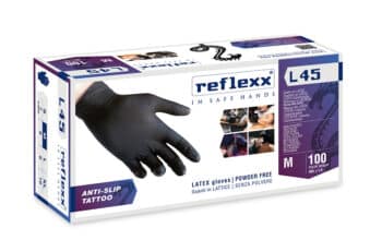 Schwarze Puderfreie Latexhandschuhe Reflexx L45 – g. 6.2 (M)
